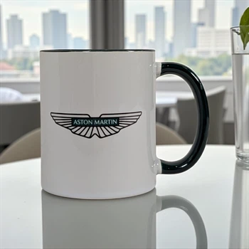 Чашка Кухоль з Логотипом Aston Martin F1 Team 330 мл Двох Кольорова Біло Зелений / Логотип з Двох Сторін Астон Мартін