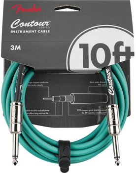 Кабель инструментальный Fender Cable Contour Series 10' Sherwood Green