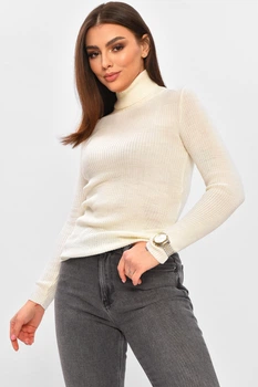 Гольф жіночий однотонний молочного кольору Fashion розмір 42-44 (206546)