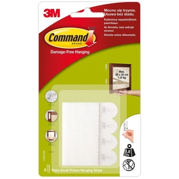 Клейкие застежки для рамок и картин 3M Command Picture малые (1,8 кг, 4 пары)