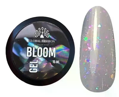 Гель для моделювання нігтів Global Fashion із частинками фольги поталь Bloom 15 мл №10
