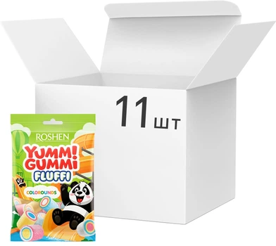 Упаковка маршмеллоу Roshen Yummi Gummi Fluffi Colorounds 65 г х 11 шт (4823077646928)