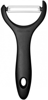 Овочечистка горизонтальна Fiskars Essential 14.3 см нержавіюча сталь пластик Чорна (1065599)
