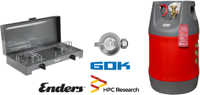 Комплект газової плити Enders Canberra, редуктор GOK 50 mbar, газовий балон HPCR 18.2 л (1790N18)