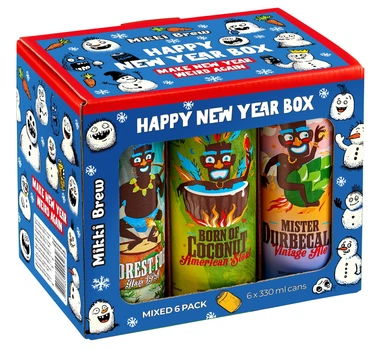 Подарунковий набір пива MIKKI BREW Happy New Year Box 0.33 л х 6 шт (4820183002532)