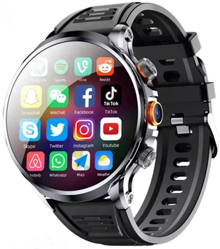 Android Смарт Годинник Телефон H18 8/128GB 4G LTE SIM карта GPS Wi‑Fi Месенджери IPS екран 1.85″ Бокова Камера Мікрофон Bluetooth 1100mAh Смартфон на запястя Black