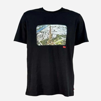 Футболка бавовняна довга чоловіча Levi's Graphic Crewneck Tee Paris Landscape Ca 22491-1735 L Чорна (5401157573037)