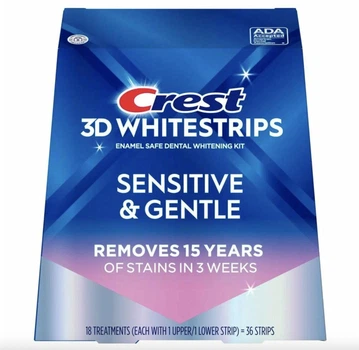 Отбеливающие полоски для чувствительных зубов Crest 3D Whitestrips Sensitive & Gentle Routine 18 пар ( 36 полосок )