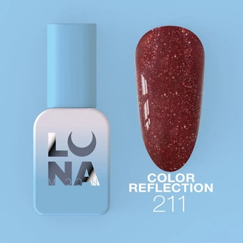 Светоотражающий гель лак LunaMoon Reflection №211 (8мл, красный) для маникюра и педикюра