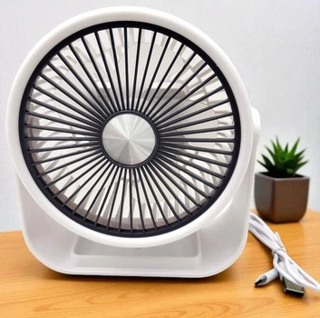 Вентилятор настільний акумуляторний Portable Fan, 5 Вт, з роботою до 6 годин, Білий (6736)