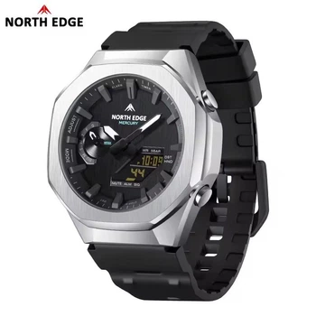 Чоловічий водонепроникний тактичний годинник North Edge Militery Mercury silver