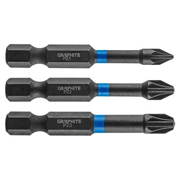 Ударні біти GRAPHITE 56H542 PZ1/PZ2/PZ3, 50 мм, сталь S2, для шуруповерта та ударної викрутки Graphite