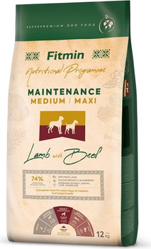 Сухий корм для собаки Fitmin Maintenance Maxi / Medium Ягнятина з яловичиною 12 кг (8595237033324)