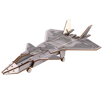 Деревянный 3D-конструктор BauTech истребитель Chengdu J-20 на 78 деталей Серый (1016-334-00)