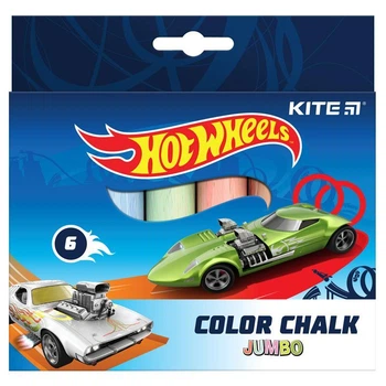 Мел цветной Jumbo Kite Hot Wheels 6 цветов HW21-073, 47381
