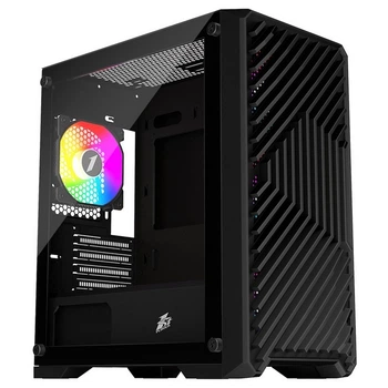 Корпус 1stPlayer T5-BK-4F1 Black без БП