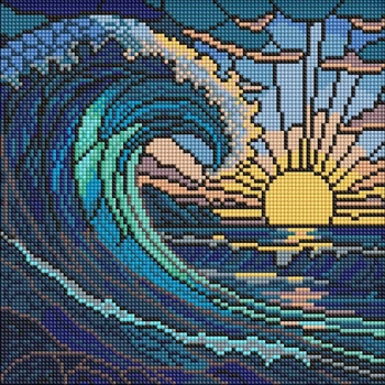 Набор для творчества Алмазная мозаика картины Витраж. Волна ©art_selena_ru AMO8320, 30х30 см