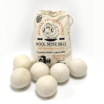 Набір м’ячиків для сушіння білизни з овечої вовни Wool Dryer Balls, 6 шт.
