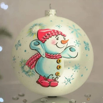 Новогодний шар на елку Santa Shop Сніговик Белый 10 см (4820001154252)