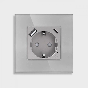 Сіра розетка з USB Tuya smart Zigbee