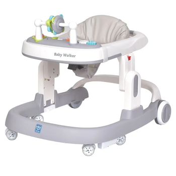 Ходунки дитячі BAMBI Baby Walker M 5032L-11 зі світловими ефектами, шкіряне сидіння Сірі