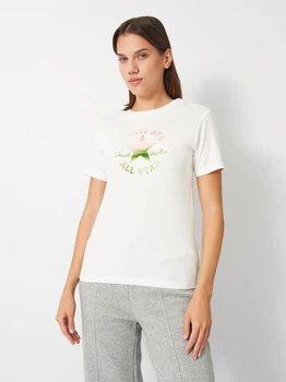 Футболка хлопковая женская Converse Chuck Patch Infill Tee 10027385-102 XS White с принтом (194435388113)