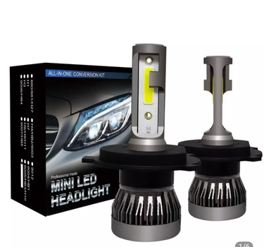 Светодиодная LED лампа H4 с mini радиатором ближний-дальний свет 1шт