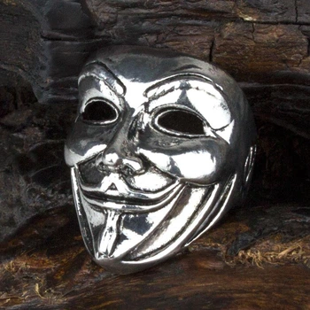Перстень Win Маска Гая Фокса Guy Fawkes mask Размер 18 Цвет стальной (27844)