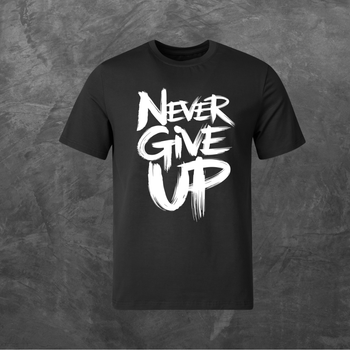 Футболка унісекс з принтом Never Give Up базова чорна S