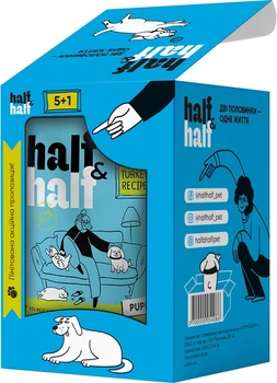Промо набор влажных кормов Half&Half "5+1" для щенков, кусочки с индейкой в соусе, паучи 6 шт х 100 г (2700000060032)