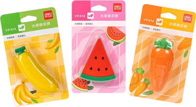 Резинка Deli VP414 Фрукты, овощи PVС в ассортисенте (6941798483252)