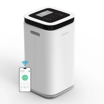Осушувач повітря 16л/24 год evoair FlexiDry 16 Smart, 45 м², Wi- Fi, резервуар 2.2 л, іонізація повітря, розумний контроль вологості повітря, цифровий дисплей, дистанційне керування, White