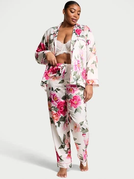 Піжама Сатинова (сорочка + штани) Victoria's Secret Glazed Satin Long Pajama Set New S Regular (26811598D)
