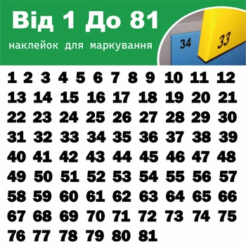 Наклейки для нумерації чорні цифри 3 см порядок 1 - 81