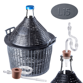 Zestaw winiarski Kadax Balon 15 l + Korek nr. 3 + Plastikowa rurka (5903699487129)