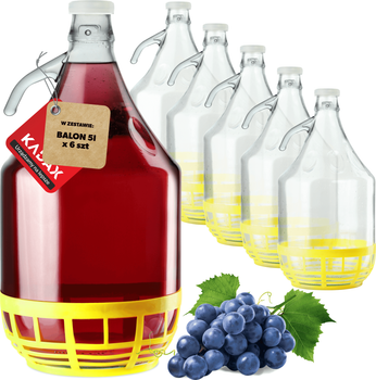 Zestaw gąsiorów Kadax na wino z korkiem 5 l x 6 szt (5903699436592)