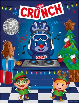 Новорічний подарунковий набір кондитерських виробів Crunch Різдвяний календар з молочного шоколаду з рисовими кріспами 182 г (8000300424287)