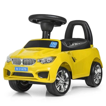 Дитяча Каталка Толокар для малюків Bambi Racer M 3147B-6 BMW Жовтий звукові та світлові ефекти, прогумовані колеса, багажник під сидінням
