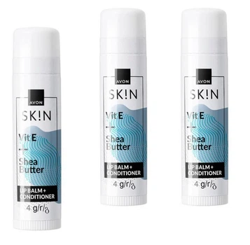 Бальзам-кондиционер для губ с маслом Ши и витамином Е Avon Skin набор из 3 шт -12г