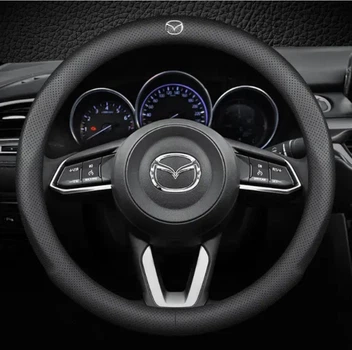 Чохол на кермо DLCar Nappa для автомобіля Mazda натуральна шкіра Чорний