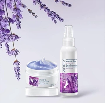Набір для ніг Avon з ароматом лаванди крем 150 мл та спрей 100мл