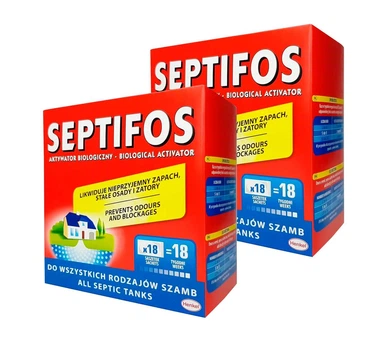 Биоактиватор для септика Септифос Septifos 1296г. 36 пакетов/порций, (две пачки по 18 доз)