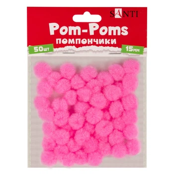 Помпоны Santi, d-15 мм., 50 шт., Розовые, (954664)