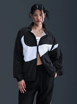 Спортивная ветровка для бега женская Nike W Nsw Logo Os Track Jkt HV4107-010 L Черная (0198485096776)