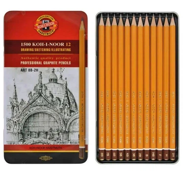 Набор графитных карандашей "KOH-I-NOOR" /1502.II/ ART для художественных работ, 8B–2H, 12 шт., металлическая у