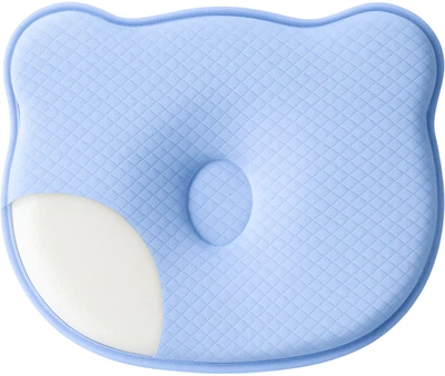 Подушка ортопедична Papaella BabyComfort 27x22x3 см з ефектом пам'яті у формі ведмедика блакитна (4820227288700)