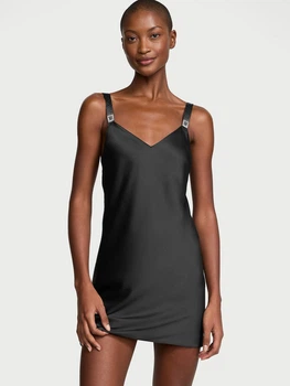 Пеньюар Victoria's Secret Shine Strap Satin Strappy-Back Slip S Чорний (2681280D)
