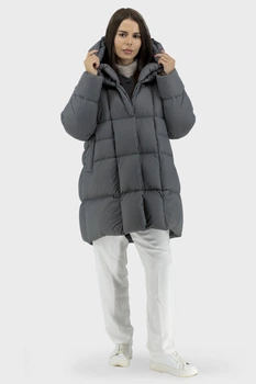 Зимовий пуховик casual з качиним пухом та капюшоном Basic (сірий, XL), 107118, 106575