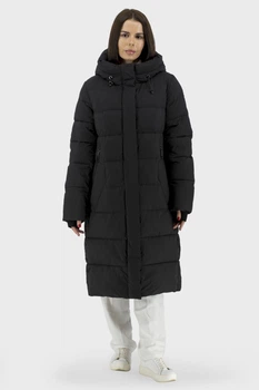 Жіночий пуховик із біопухом, капюшоном, стиль casual, осінь-зима Snow Owl (чорний, 4XL), 107235, 106636