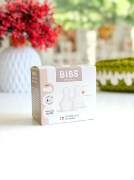 Сменные соски для бутылочки BIBS Bottle Nipple 2 шт Silicone Slow Flow (медленный поток)